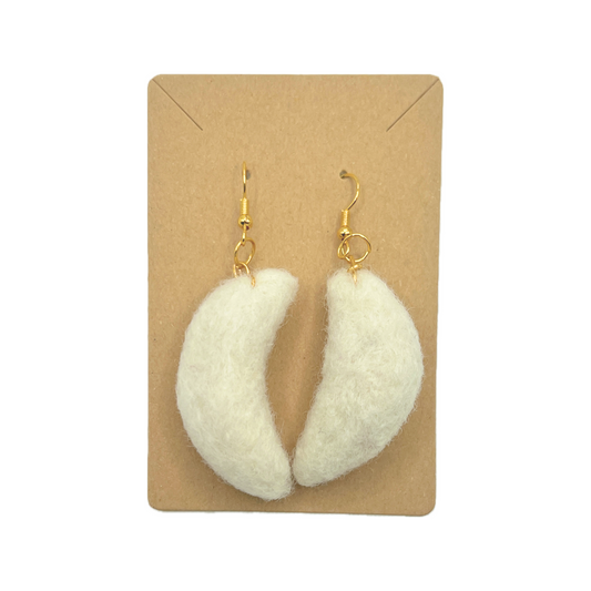 felted earrings - moons