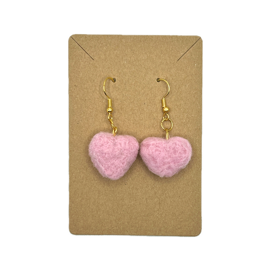 felted earrings - small light pink hearts