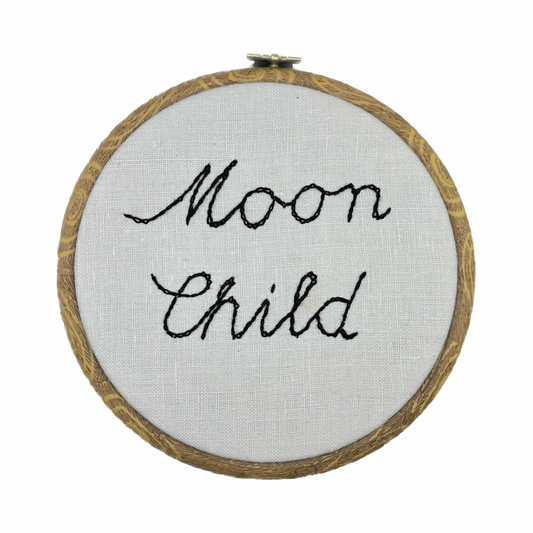 embroidery hoop - moon child