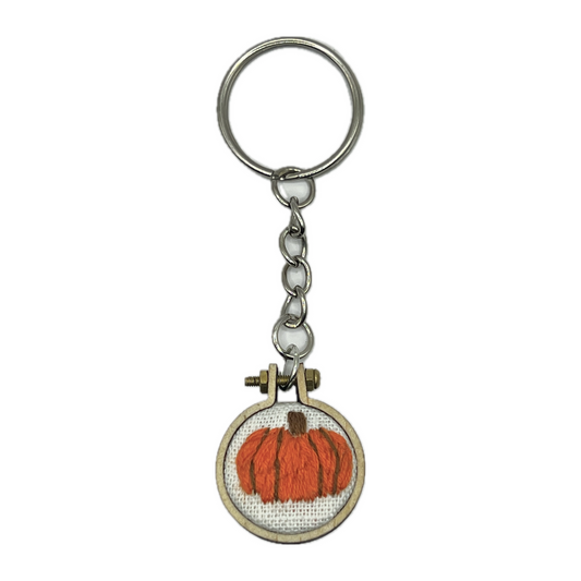 hand embroidered mini keychains - pumpkin
